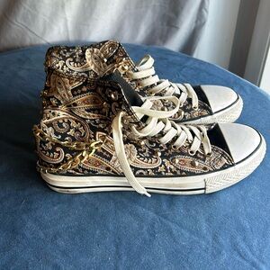 Paisley black and gold high tops with hardware